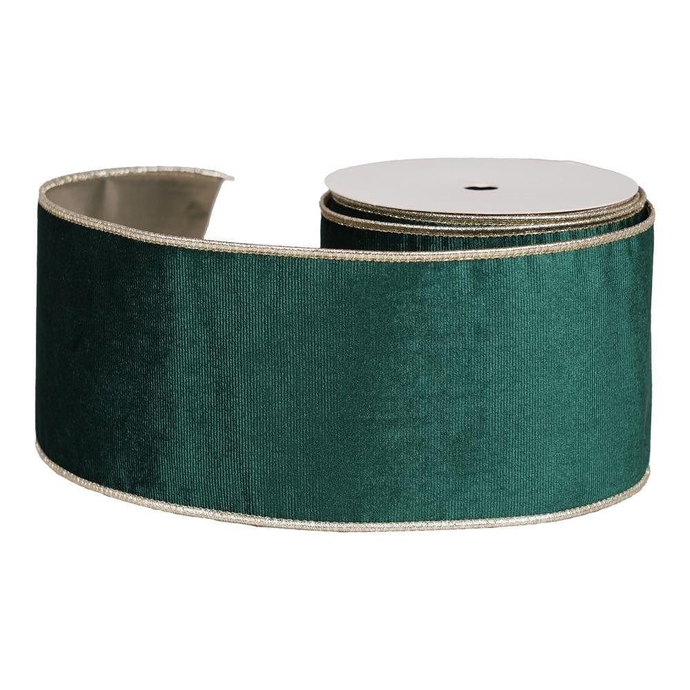 NASTRO DOUBLE FACE 100MMX10Y VELLUTO LAME VERDE SCURO